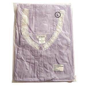 CW Classics Lavender Nightgown Size Large Lace Sleeveless Cotton Blend NIP